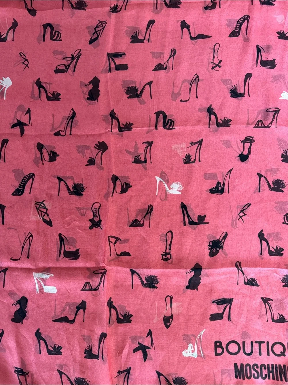 Vintage NWT Moschino Silk Sultry High Heel Shoe Print Scarf